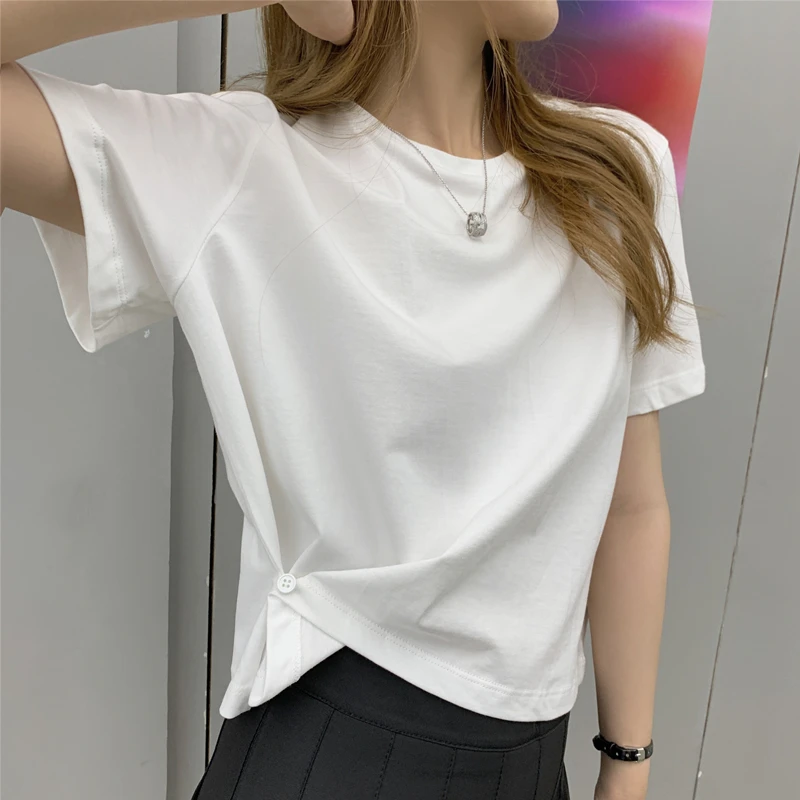 

Женская Однотонная футболка с коротким рукавом, 3 размера, M, L, Xl