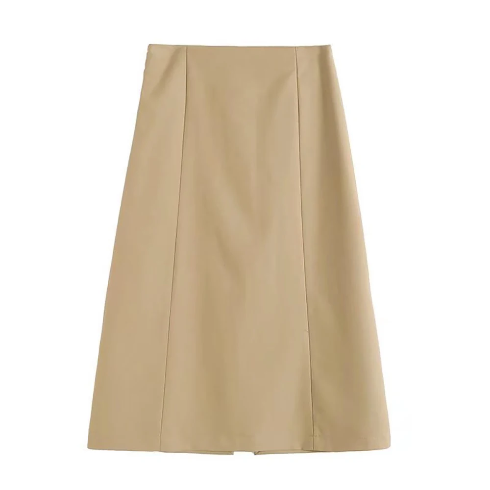 

Женская юбка с завышенной талией ZA, однотонная повседневная юбка на молнии, элегантная вечерняя юбка, весна-лето 2022