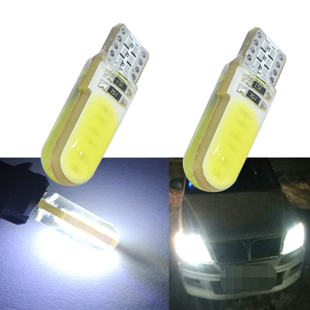 

2X T10 W5W COB Car LED Silicagel Light 194 501 Wedge Led Marker Lights Reading Dome Lamp Auto Parking Bulbs for Lada for Bmw 12V
