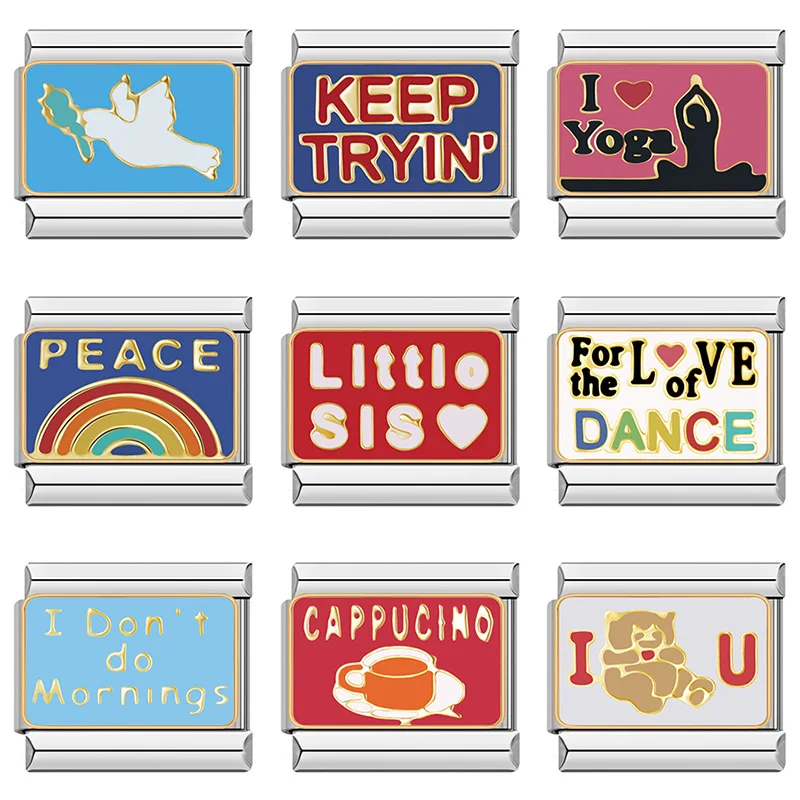 Hapiship 2023, модные цвета, очаровательные звенья для поддержания мира, триин, капучино, подходит для браслета 9 мм, изготовление из нержавеющей стали своими руками, ювелирные изделия