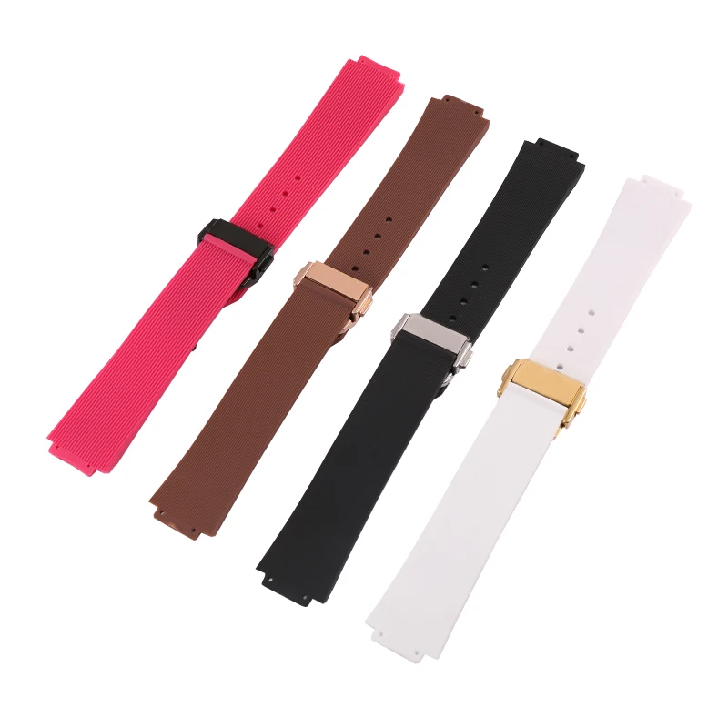Watch accessories soft silicone watch belt waterproof rubber strap suitable for HUBLOT  Hublot female convex 21*15*18mm