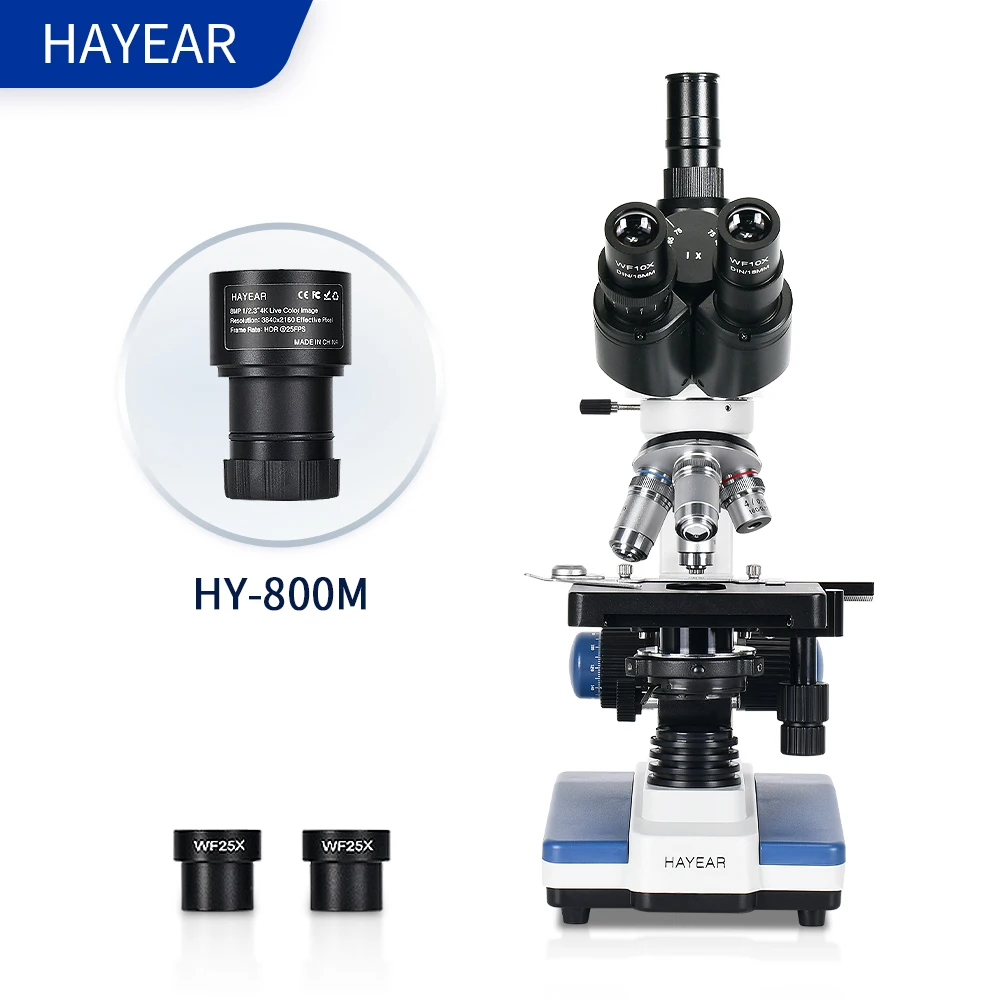 

HAYEAR Biological Binocular Trinocular Microscope with 8MP USB2.0 type-C Digital Eyepiece Camera Microscope Industrial