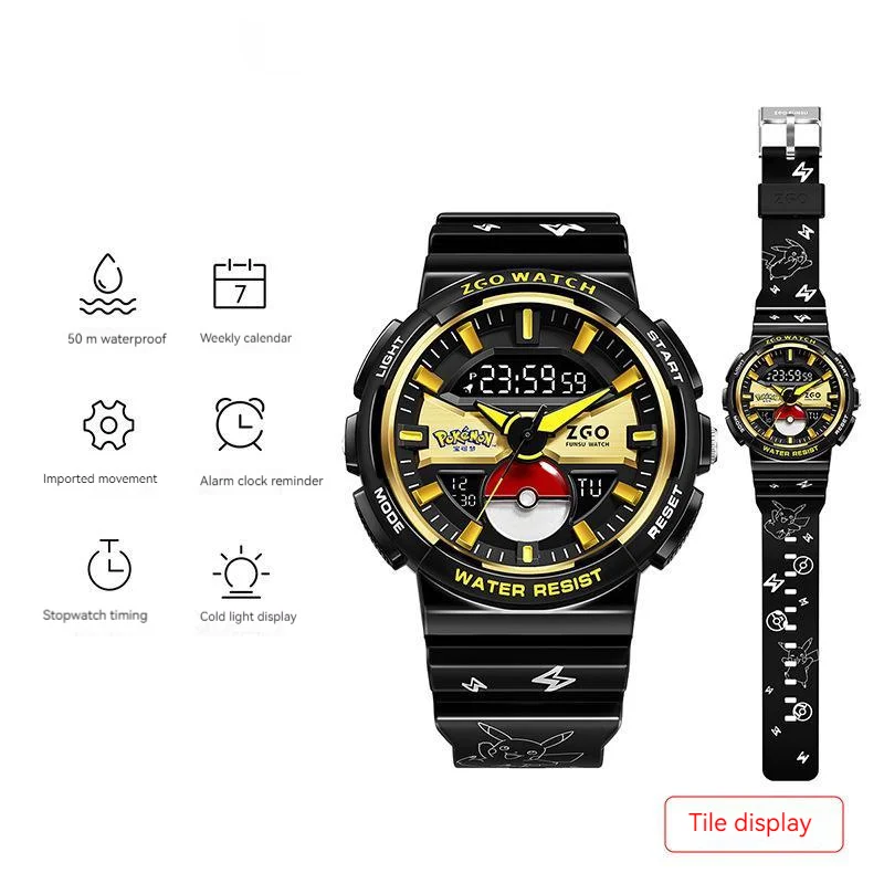 

Anime Waterproof Electronic Watch Pikachu Students Sports Luminous Electronic Watch Multifunctional Boys Children Watch Gift Box