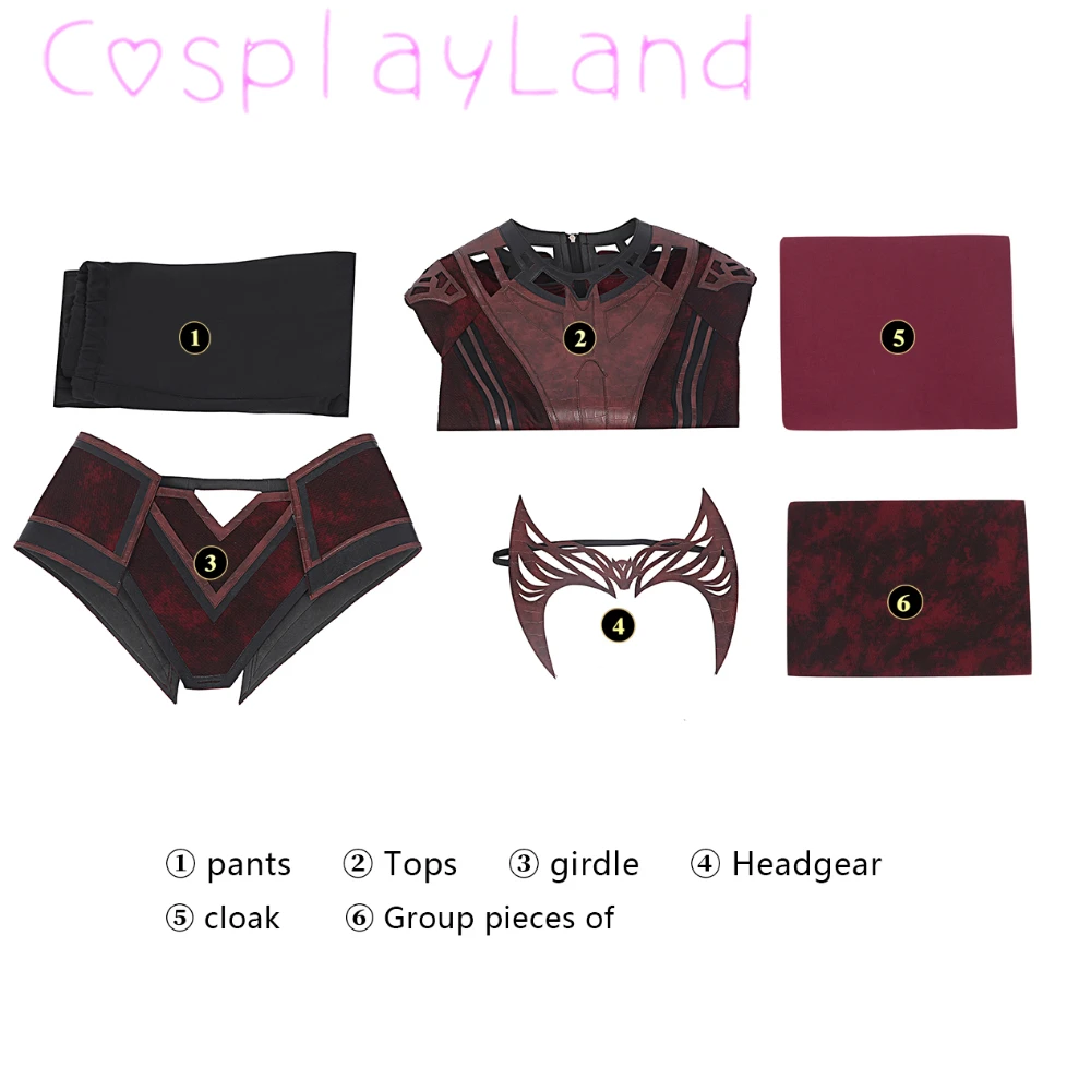 Halloween Costumes Doctor In The Multiverse of Madness Scarlet Cosplay Outfit Wanda Maximoff Costume Women Suit With Headwear