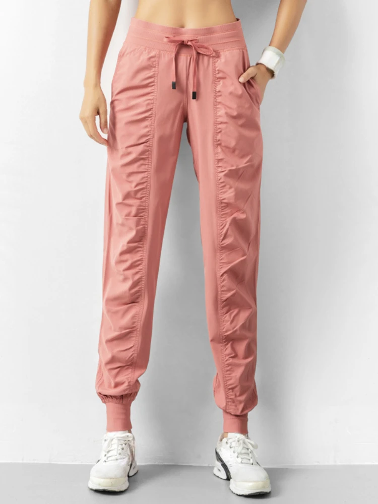 

Женские штаны для бега, спортивные джоггеры, женские быстросохнущие спортивные штаны для спортзала и фитнеса с двумя боковыми карманами, брюки для упражнений