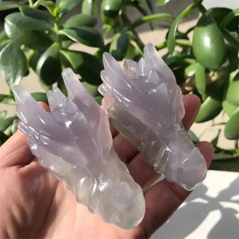 

7.5cm Natural Quartz Crystal Skull Hand-carved Fluorite Crystal Dragon Skull Figurine For Decoration Gift Collection