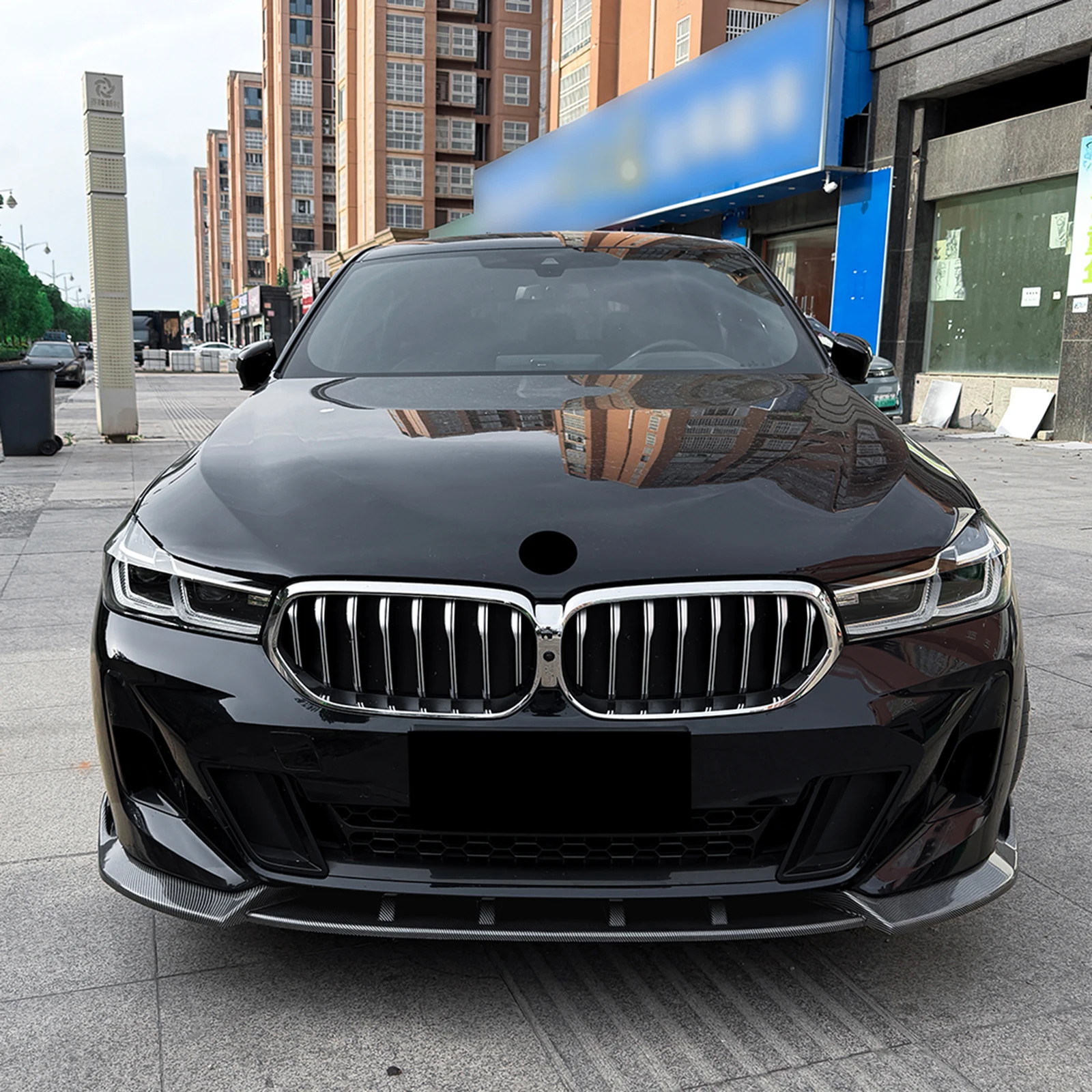 Фото Для BMW 6 серии GT G32 LCI M Sport 2021-2026: Передний бампер, спойлер-накладка, глянцевый черный/под карбон, нижний сплиттер-дефлектор №5