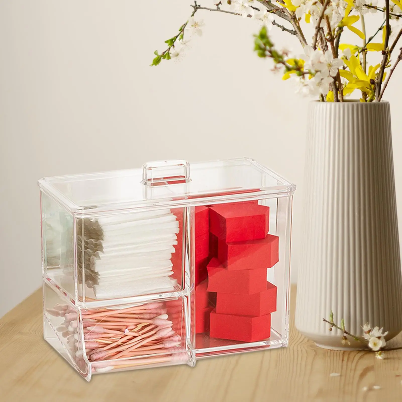 

Cosmetic Cotton Pad Holder Jewelry with Lid Container Swab Balls box