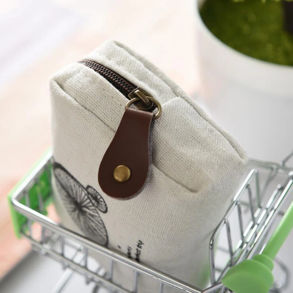 Square Vintage Classic Women Man Canvas Coin Purse Zip Wallet Small Mini Bag Case Pouch Holder Retro Money Bags Gift