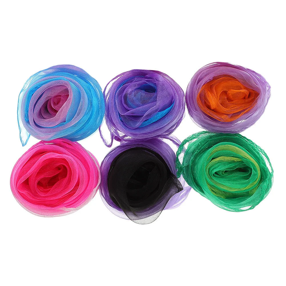 

6Pcs Square Silk Scarf For Hairs Decorative Juggling Scarves Stage Performance Props (Random Color)