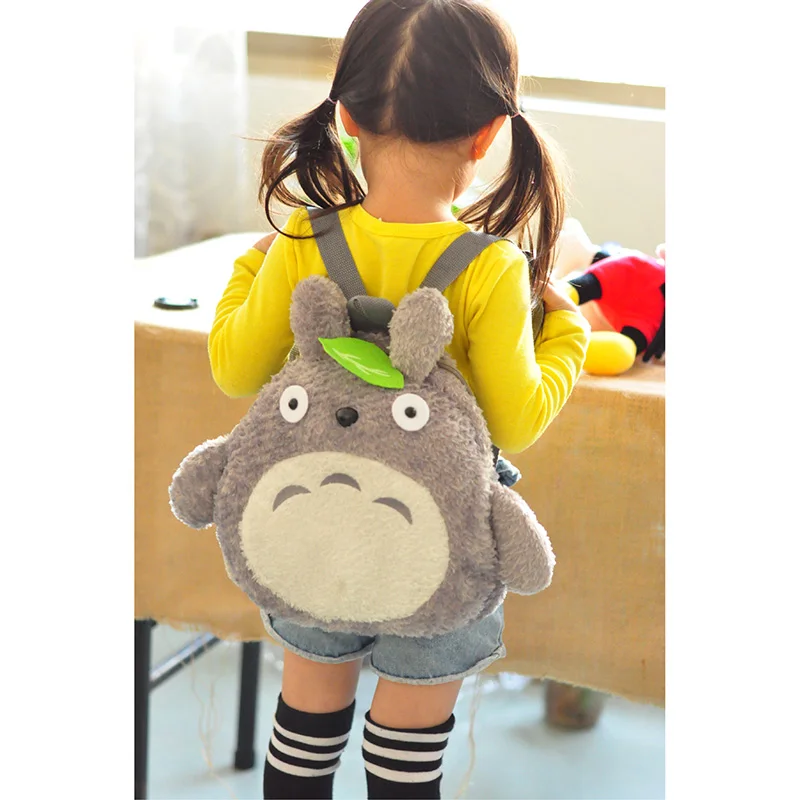 

Plush Backpack Cute Green Leaf Tonari no Totoro Backpacker School Animal Bags Stuffed Bag Toys Christmas Birthday Gifts QB174