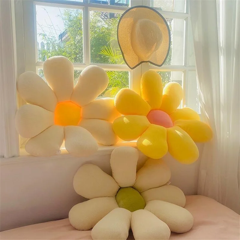 

Soft Flower Pillows for Living Room Bedroom Sofa Decorative Pillow Girls Room Daisy Flower Shape Decor Cushions Various Colors