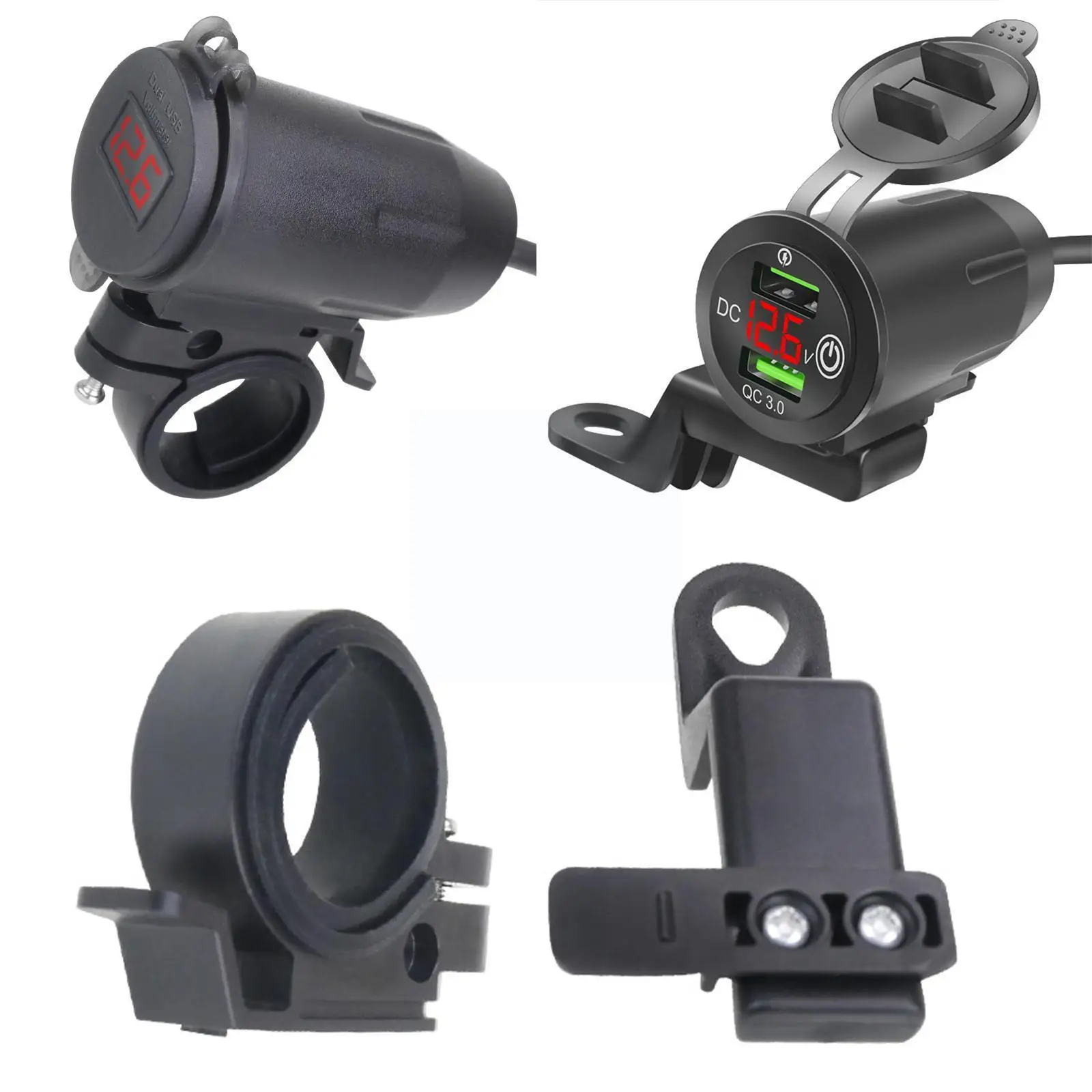 

Motorcycle Modified Charger Quick Charger Dual USB LED USB Display Charger Motorcycle QC3.0 Parts Socket Voltmeter Dual E5Z4
