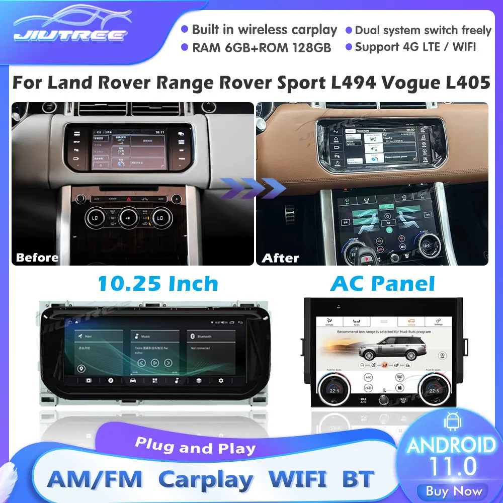 

Автомобильный радиоприемник Android11 для Land Rover Range Sport L494 Vogue L405 с сенсорным экраном переменного тока, мультимедийный плеер, навигация, стерео