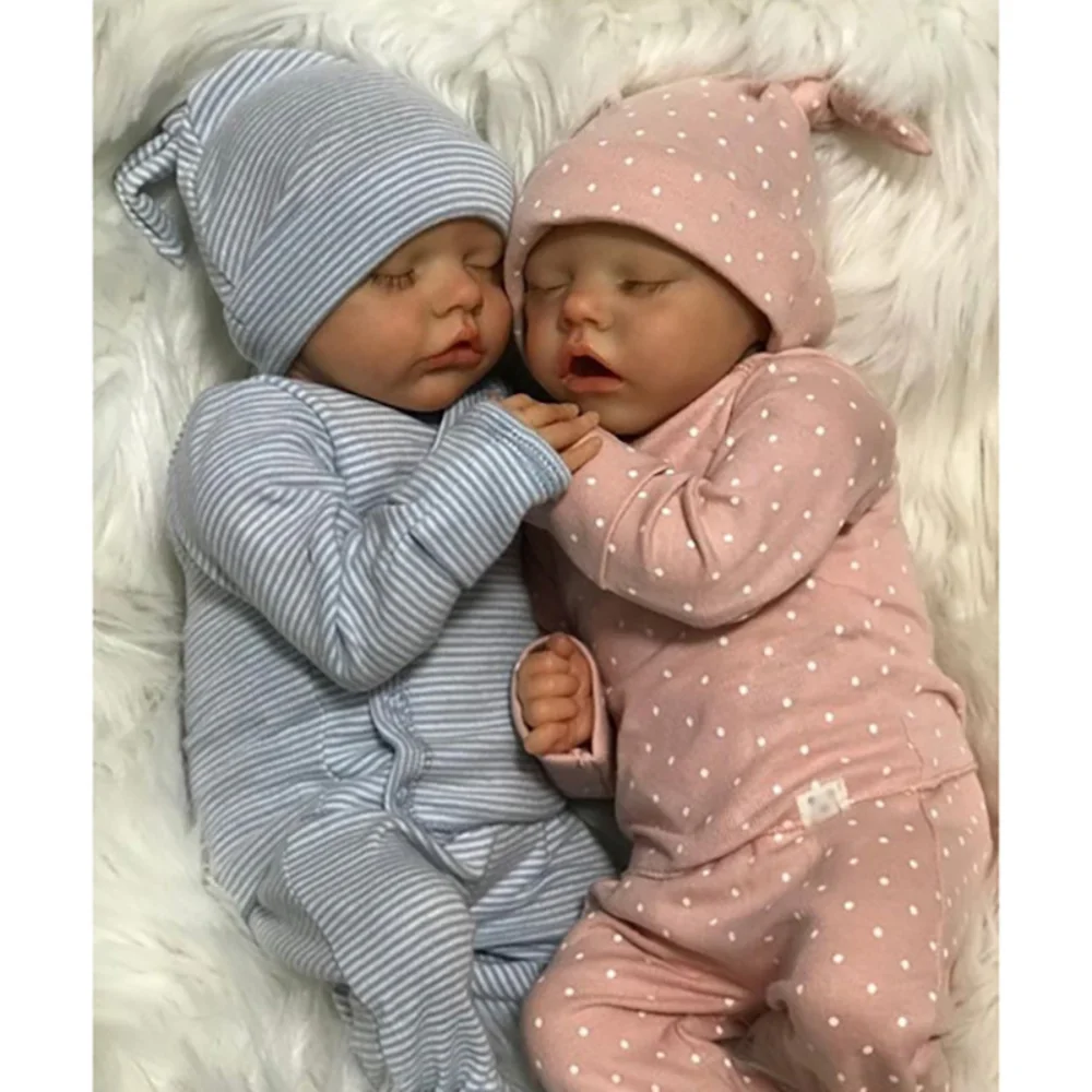 45CM Full Body Vinyl Reborn Doll TWIN A TWIN B 3D skin Handm