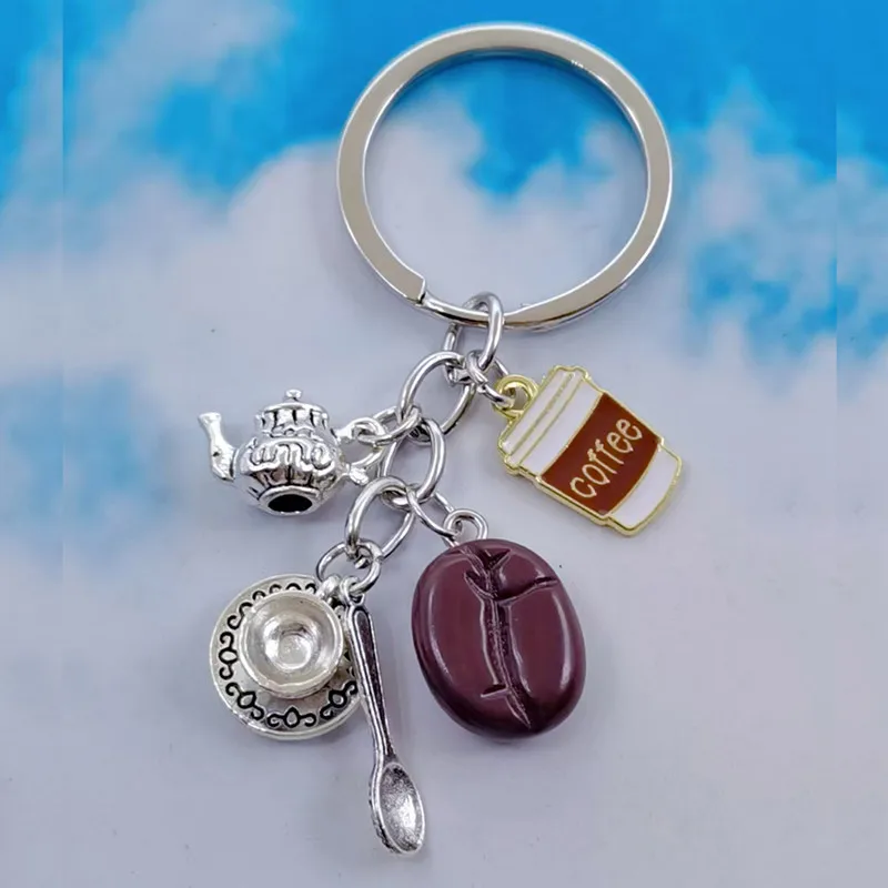 Новинка металлический брелок для ключей подвеска в виде кофейной чашки чайника