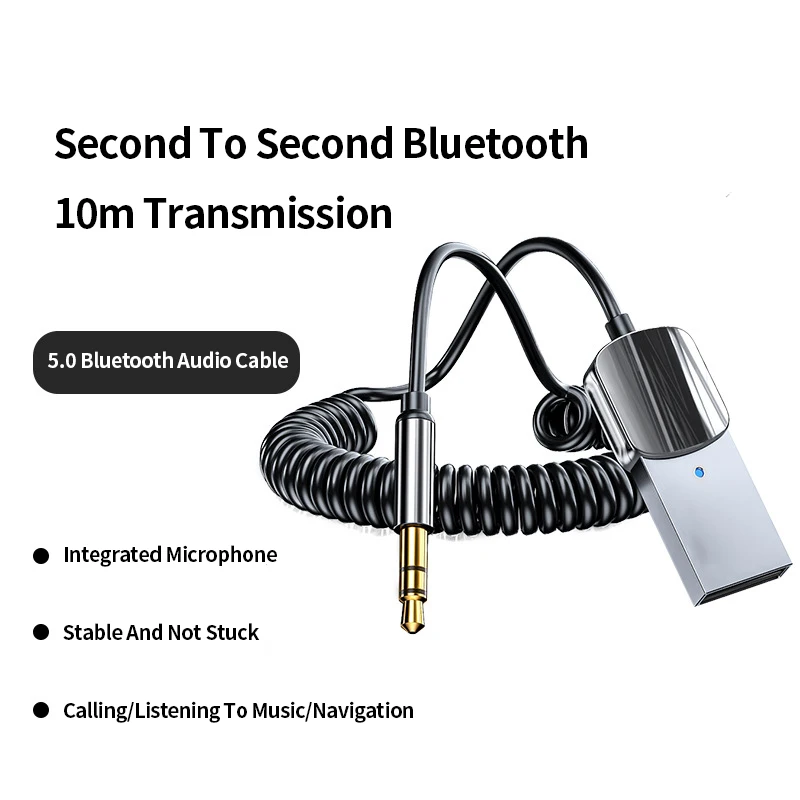 

Bluetooth Aux Adapter Dongle 5.0 Transmitter Receiver USB to 3.5mm Jack Audio Music Mic Handsfree Adapter For Car Speaker