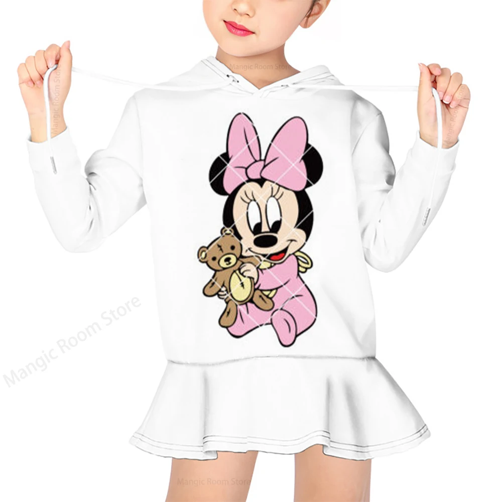 

Disney Mickey Mouse Autumn and Winter Hooded Sweater Dress Pullover Top Turtleneck Pullover Casual Loose Sweater Girls