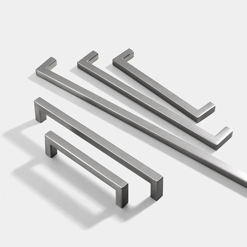 Квадратные матовые ручки для шкафа алюминиевый сплав черные кухонного ящиков