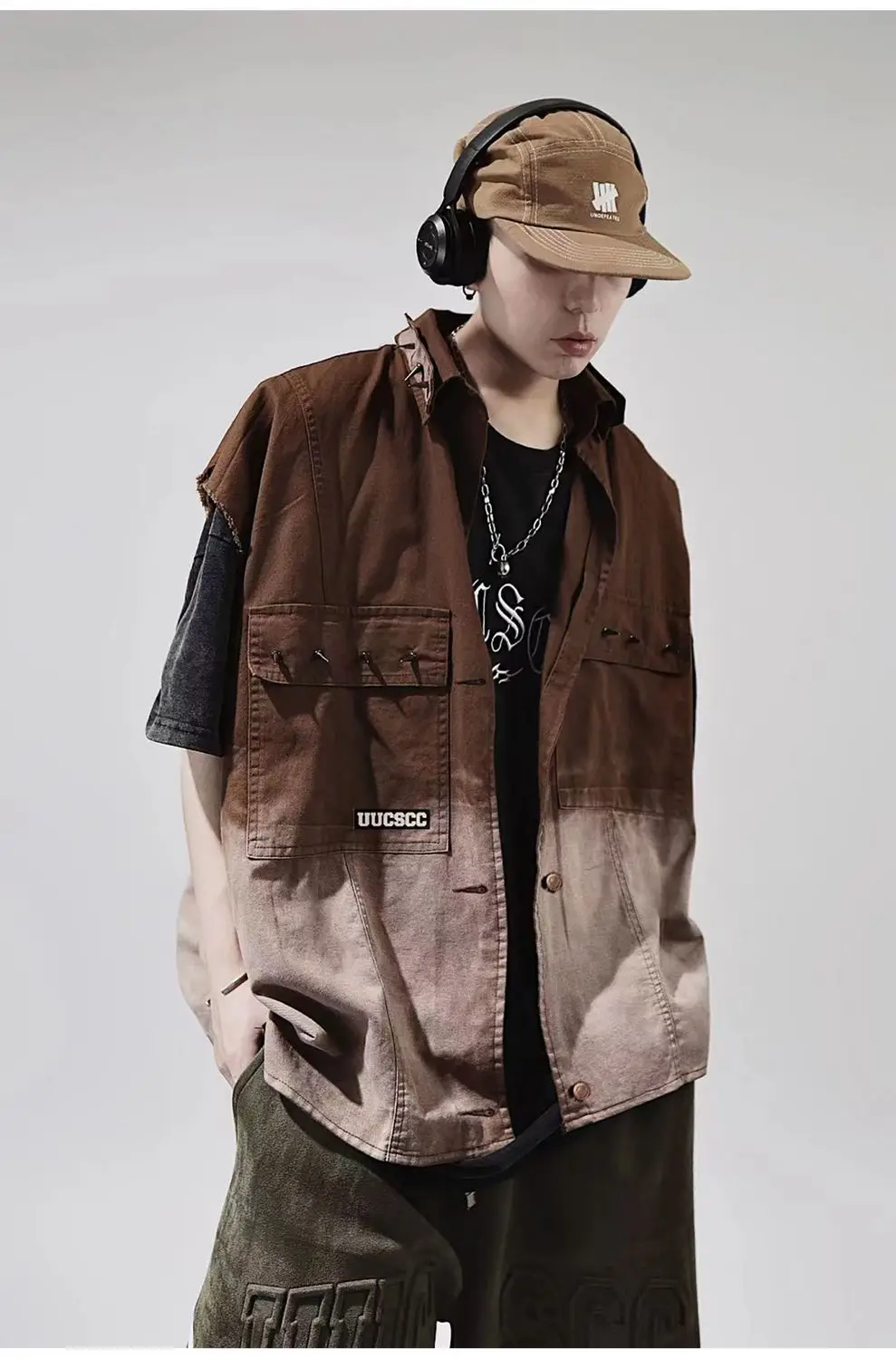 Джинсовая безрукавка с заклепками винтажная свободная уличная одежда из денима