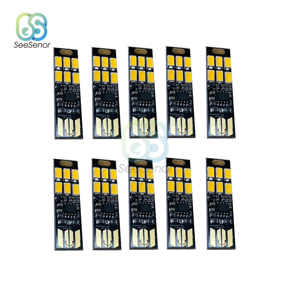 

10 шт., портативный мини-светильник 5730 USB, 6 светодиодов, 5 В