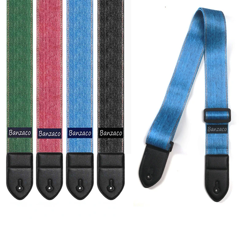 

Acoustic Guitar Ukulele Strap Leather Adjustable Shoulder Strap Cotton Extra Wide Belt with Print for Men Kids Wood Guitar Bass