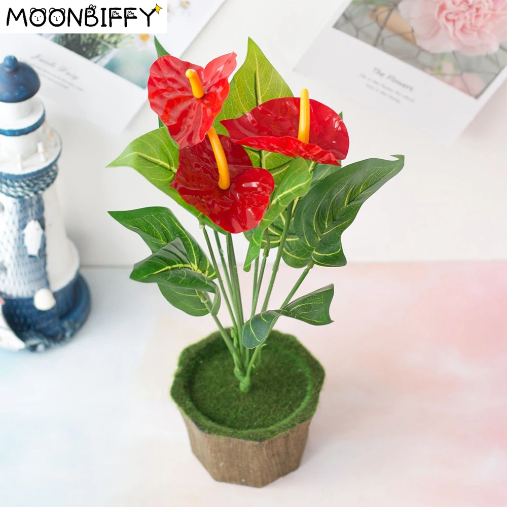 

Simulation Flower Anthurium Green Plants Plastic Flower Fake Greenery Decora Simulation Plant Bedroom Home Decoration