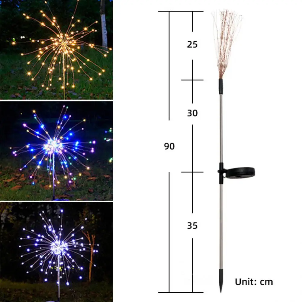 

1pc LED Solar Firework Light Outdoor Waterproof DIY Night Light 90/120/150 Garden Lawn Landscape Holiday Christmas Lights