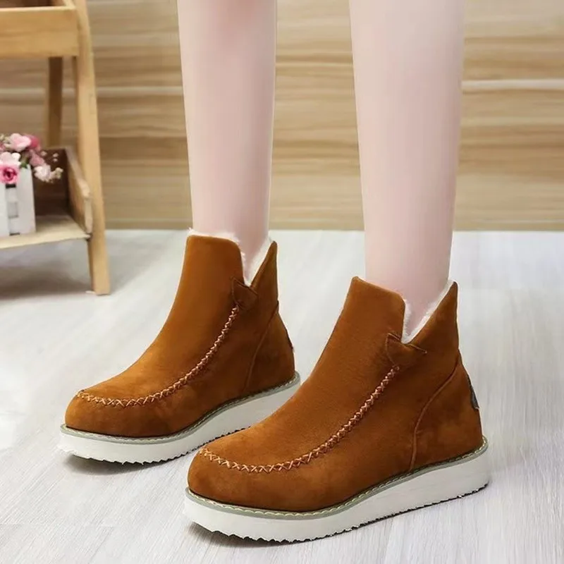 

Women Shoes Platform Flats Warm Short Plush Snow Boots 2022 New Winter Ankle Women Boots Suede Sport Running Walking Mujer S