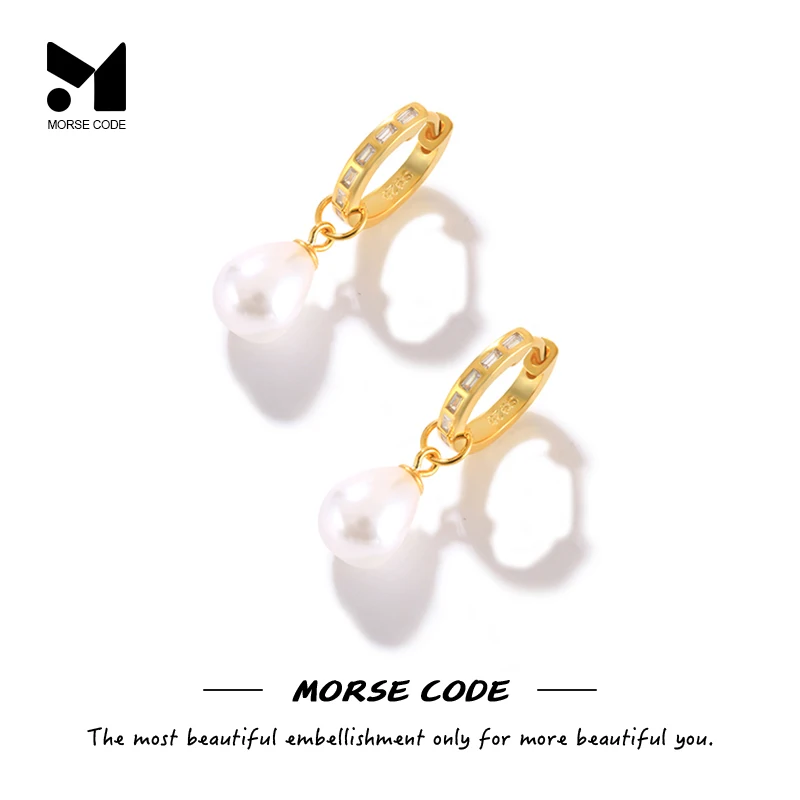 

MC 925 Sterling Silver Pearl Hoop Earrings Dangle Piercing Gold Earrings For Women Pendientes Jewelry Gifts Trend Brincos Aretes