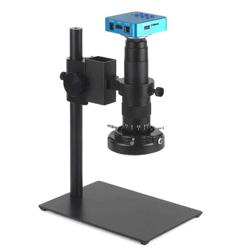 

HDMI Digital Video Microscope Camera Industrial Monocular 120X to 300X Zoom C-Mount Lens USB TF Storage For PCB Repair Soldering