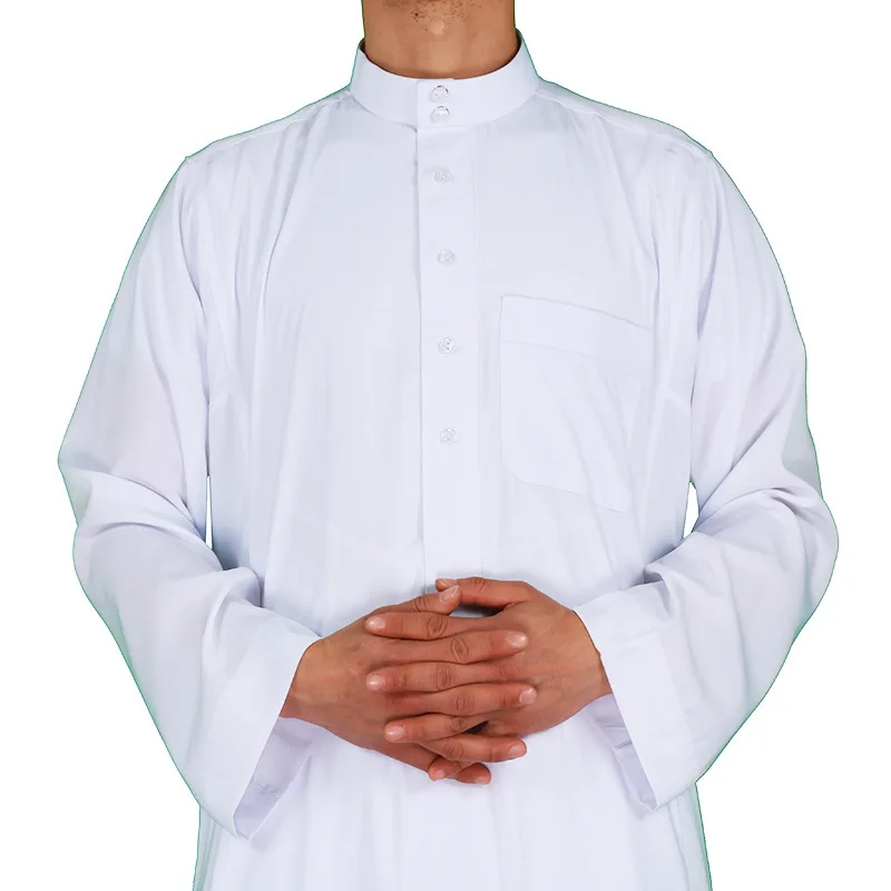 Fashion Muslim Robes Men Middle East Long Sleeve Stand Collar  Islamic Clothing Solid Color Kaftan Arab Dubai Jubba Thobe Abaya