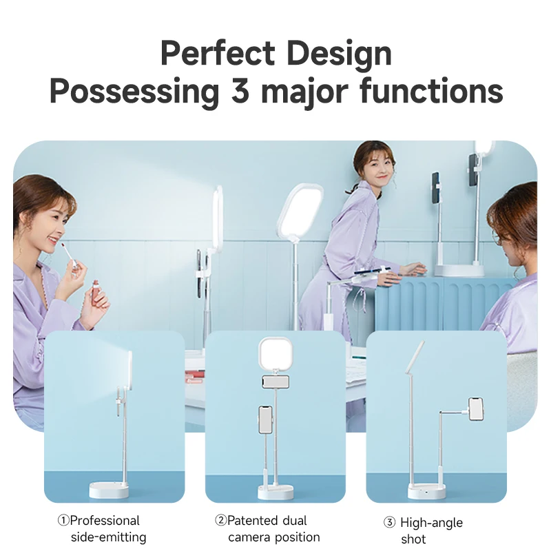 Tanie MAMEN Składany Uchwyt Do Telefonu Napowietrzna Podstawka Do Fotografowania Z Ledowe światło Wypełniające Sterowanie Bezprzewodowe Na Przekaz Na żywo YouTube Vlog Video