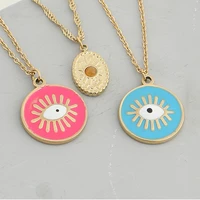 summer evil eyes pendant necklace multicolored bohemia natural stone stainless steel round oval delicate girl party jewelry gift