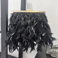 2022 luxury fashion womens bag ostrich fur feather tassel evening bags ladies day clutches party wedding purses chain handbag