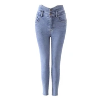 spring and summer new street style stitching high waist washed jeans womens casual all match sexy stretch skinny jeans women