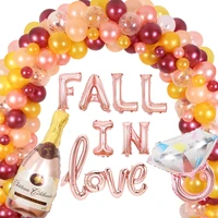 funmemoir fall in love bachelorette party decorations burgundy rose gold balloon garland kit bridal shower wedding party decor