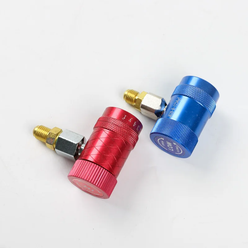 

Freon R1234YF/R134A Auto Car Quick Coupler Connector Brass Adapters Air Conditioning Refrigerant Adjustable AC Manifold Gauge