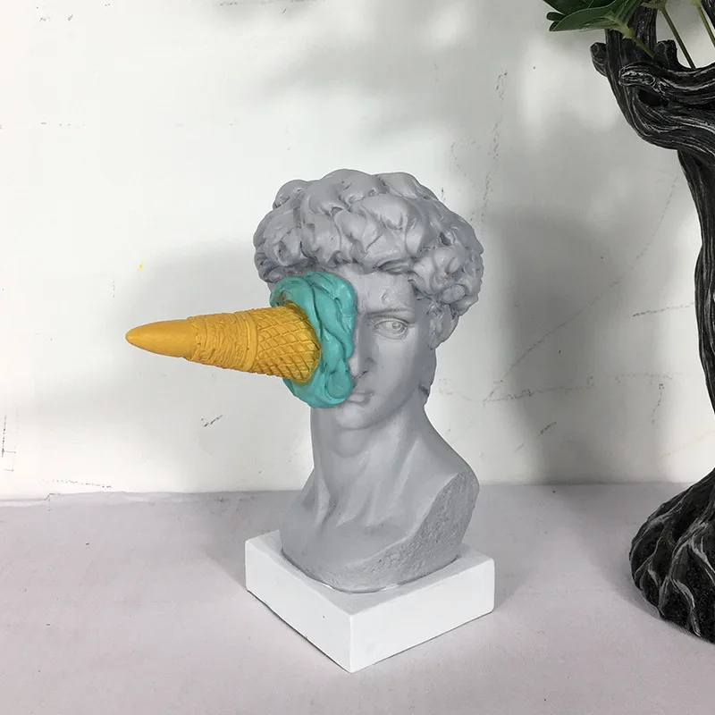 

Креативная статуя с головой Давида из мороженого, искусство, домашний декор, фигурка шкафа, украшения, Скандинавская настольная скульптура, мягкие подарки