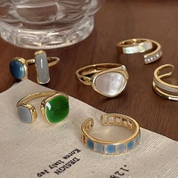 copper micro set zircon ring female personality devils eye bracelet green dripping oil retro jewelry ring set