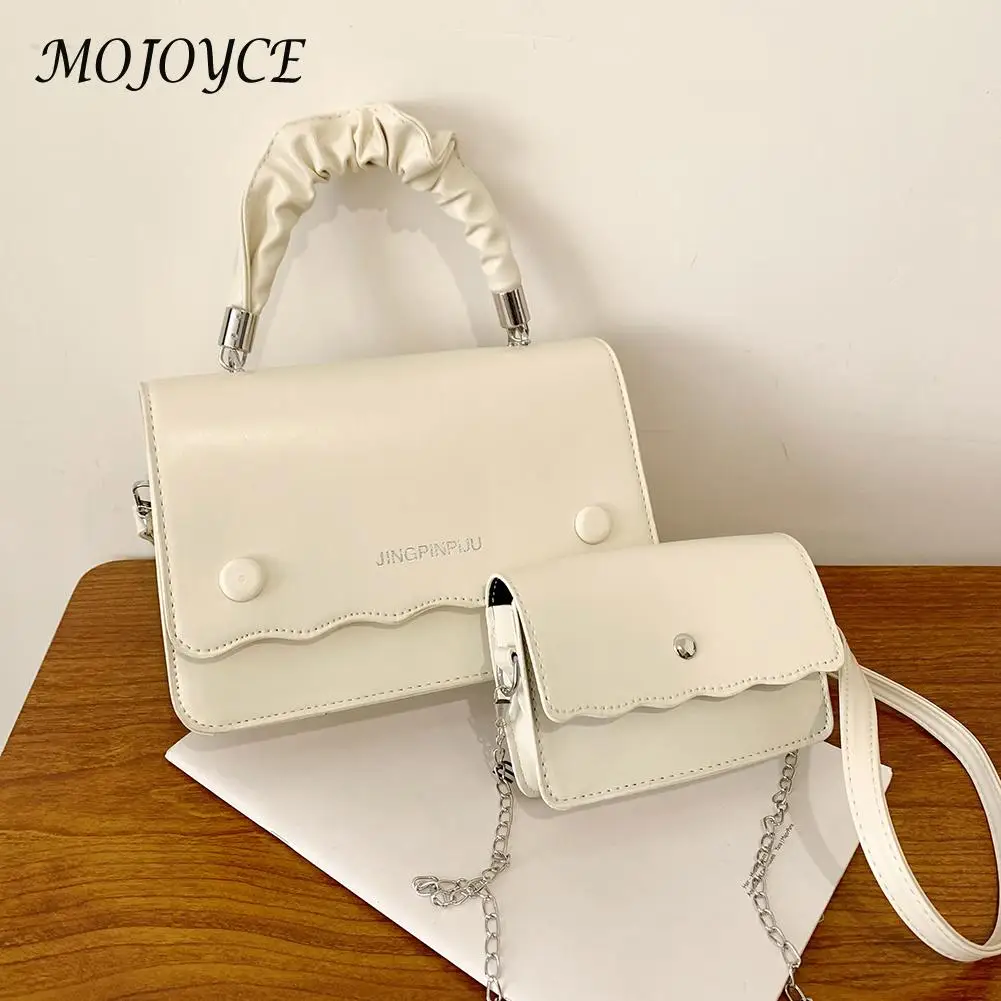 

PU Leather Flap Handle Shoulder Bag Solid Color Composite Bag Trending with Mini Purse Handbags for Women Gifts