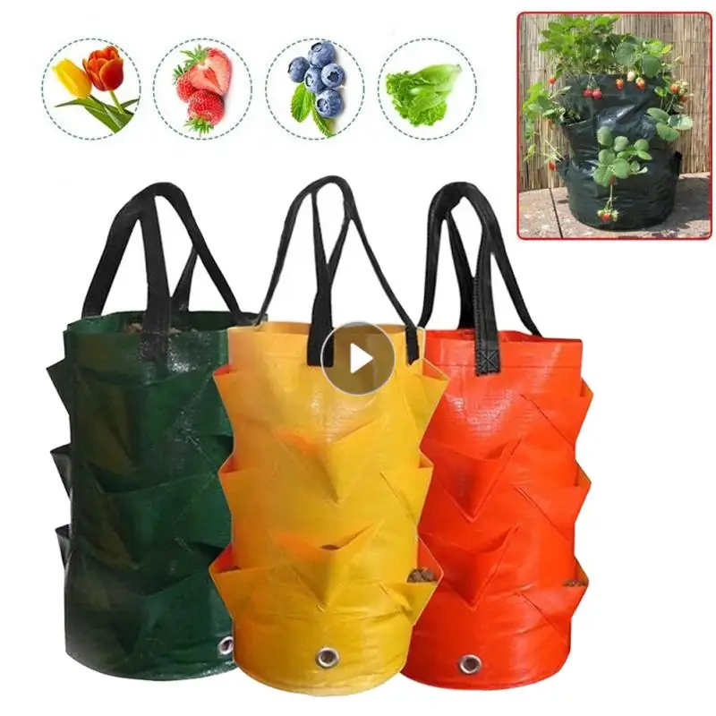 

Strawberry Planting Bags Multi-Mouth Tomato Vegetable Flower Grow Bags 3 Gallons Planter Bags Reusable Gardens Pot For Planting