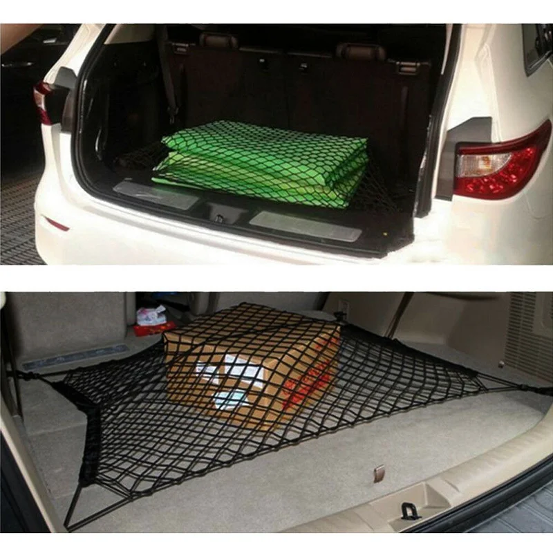 

Nylon SUV Rear Trunk Boot Floor Cargo Net Elastic Mesh Car Organizer Trunk Storage Bag Fixed Set Band Interior Parts Gadget