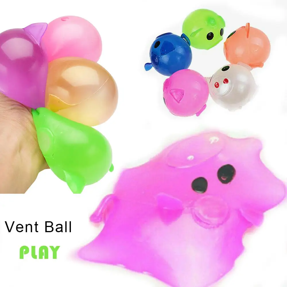

1Pcs Stress Relief Decor Jello Pig Cute Anti Stress Splat Water Pig Ball Vent Toy Venting Sticky squeeze toy children Gags Toy