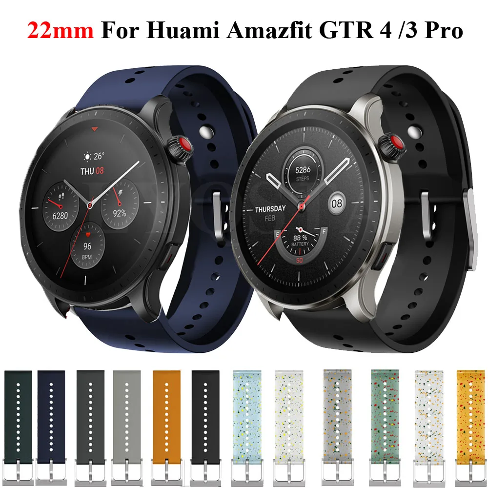 

22mm Silicone Wristband Smartwatch Band For Xiaomi Huami Amazfit GTR 4/GTR 3 pro//GTR 2e/GTR2/47mm /Stratos 2S 3 Bracelet Strap