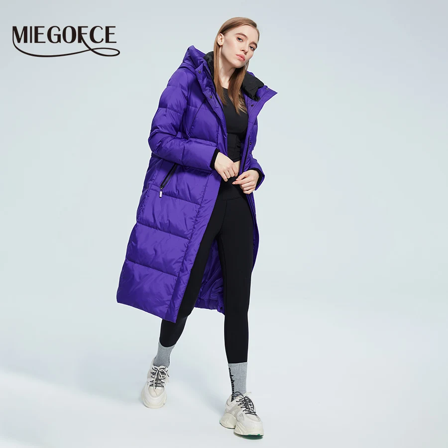 MIEGOFCE2022 Зимняя новая женская хлопковая стеганая куртка длинный капюшон