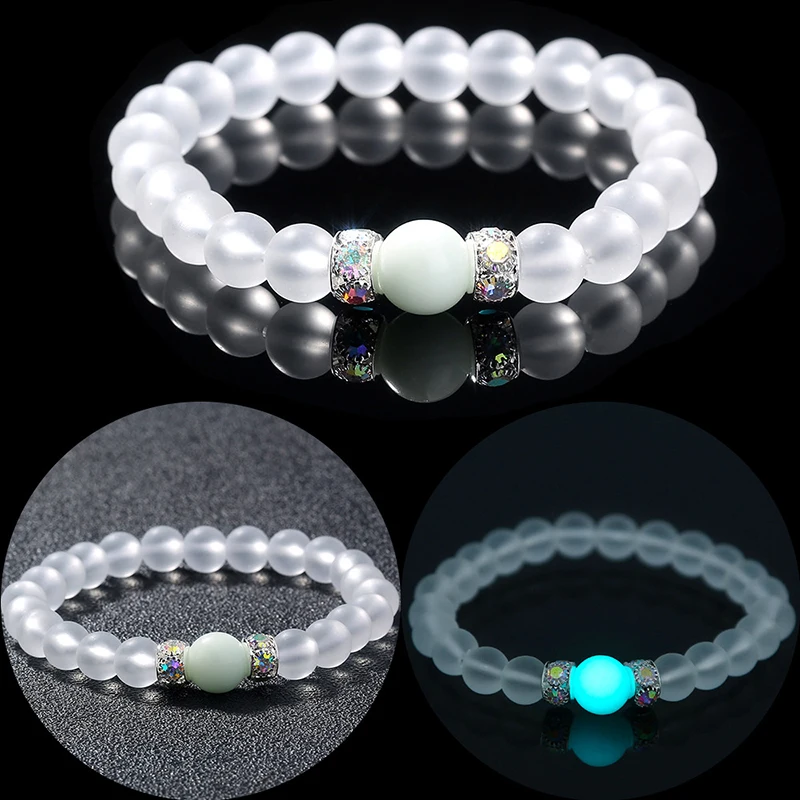 

Natural Stone Bracelet Yoga Healing Luminous Glow In The Dark Bracelet Lotus Charm Beads Bracelet For Men Women Prayer Buddhism