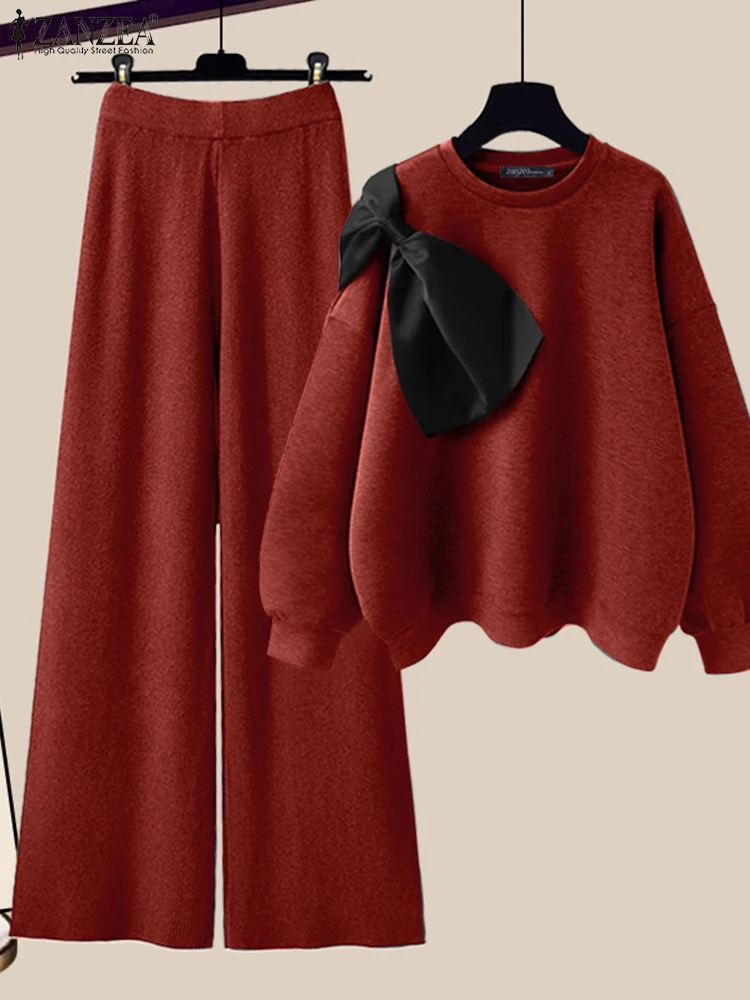 Женские комплекты брюк из 2 предметов модный пуловер с галстуком-бабочкой наряды