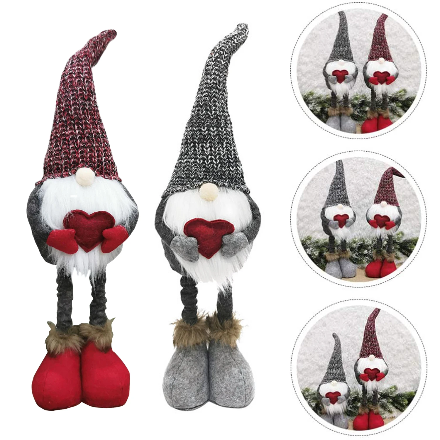 

Valentine's Day Love Heart Telescopic Faceless Doll Gnome Plush Doll Holiday Figurines Home Party Decorations Lover Couples Gift