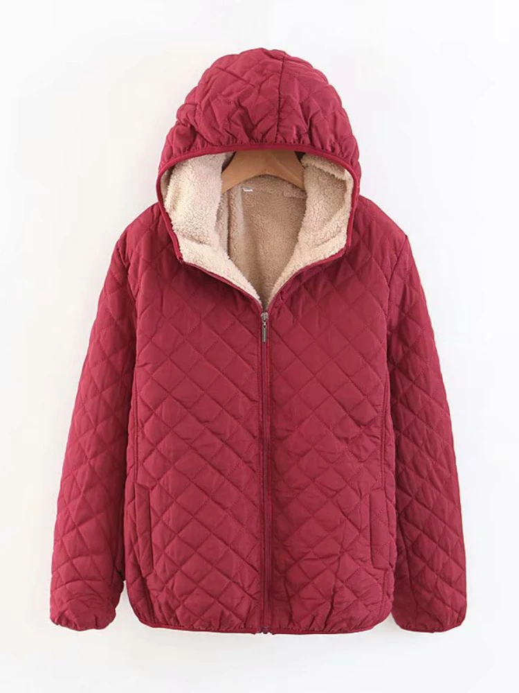 

Winter Coat Women Hooded Jacket Casual Basic Warm Fleece Parka Coat Winter Solid Soft Oversize Cotton Outerwear Fashion Style